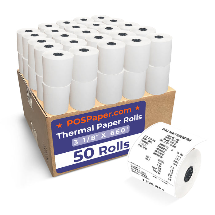 3 1/8" x 660' Heavy Thermal Paper (8 rolls/case) - BPA Free - POSPaper.com