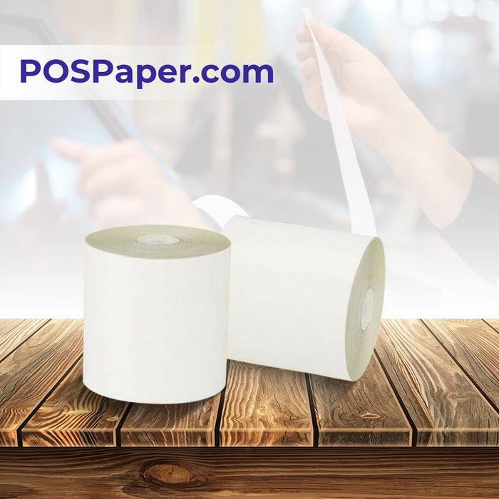 3" x 95' 2-Ply Carbonless Paper (50 rolls/case) - White / Canary - POSPaper.com