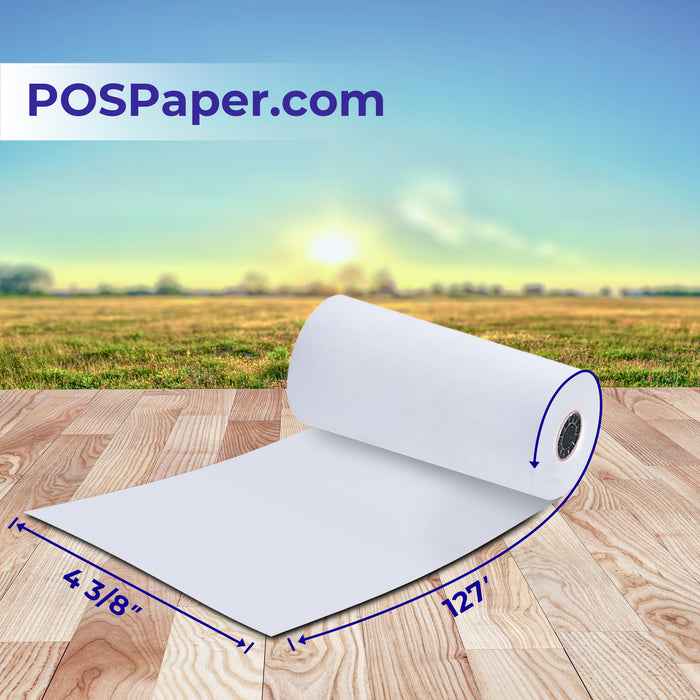 4 3/8" x 127' Thermal Paper (50 rolls/case) - POSPaper.com
