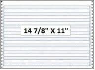 14 7/8" x 11" - 15# 1-Ply Continuous Computer Paper (3,500 sheets/carton) No Vert. Perf - 1/2" Blue Bar Hi-Lite - POSpaper.com