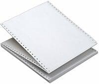 14 7/8" x 11" - 15# 4-Part Continuous Computer Paper (750 sheets/carton) No Vert. Perf, Carbon Interleaf - 1/2" Green Bar - POSpaper.com