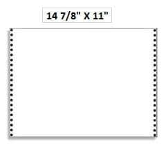 14 7/8" x 11" - 20# 1-Ply Continuous Computer Paper (2,300 sheets/carton) No Vert. Perf - Blank White - POSpaper.com