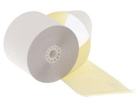 2 1/4" x 90' 2-Ply Carbonless Paper (50 rolls/case) - White / Canary - POSpaper.com