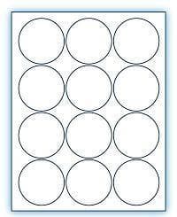 2.5" Circle Laser/Inkjet Labels; 12 up; (250 sheets/box) - Standard White Matte - POSpaper.com