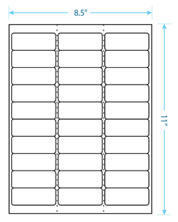 2.625" x 1" Laser/Inkjet Labels; 30 up; (100 sheets/box) - Standard White Matte; Perforated - POSpaper.com