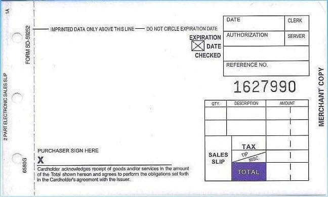 2-Part SHORT (3 1/4" x 5 11/32") Sales Imprinter Slips (100 slips/pack) - POSpaper.com