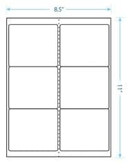 4" x 3.33"  Laser/Inkjet Labels; 6 up; (250 sheets/box) - Standard White Matte; Perforated - POSpaper.com