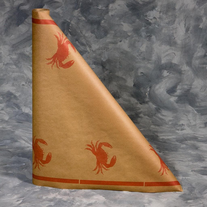 40" x 100' Paper Table Cover (1 roll) - Crab Design Brown Paper - POSpaper.com