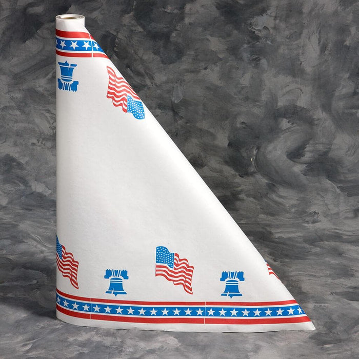 40" x 100' Paper Table Cover (1 roll) - Red / White / Blue Patriotic - POSpaper.com