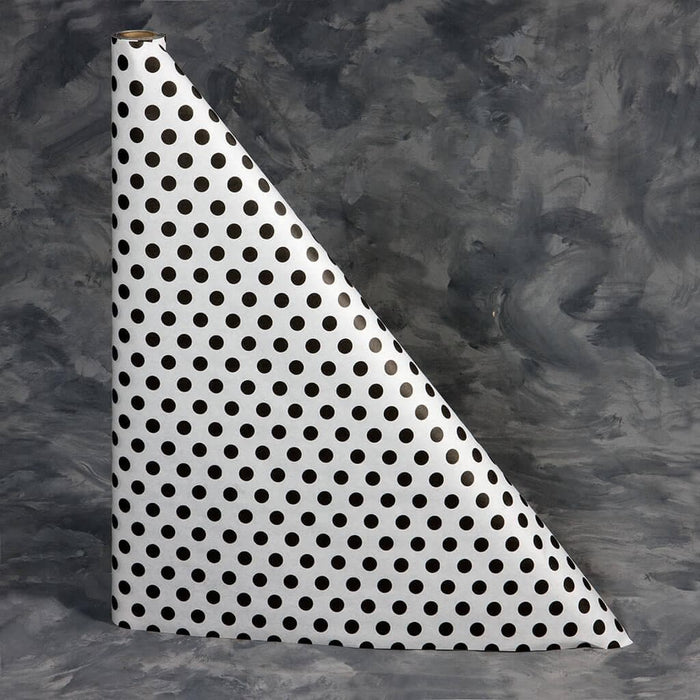 40" x 300' Paper Table Cover (1 roll) - Black Polka Dot Design - POSpaper.com