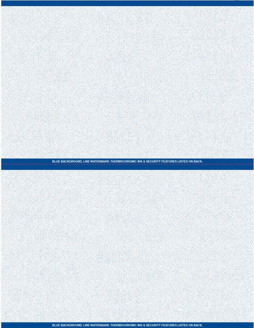 8 1/2" x 11" - 2 up Laser Rx Paper (500 sheets/pack) Horizontal Perf - Blue - POSpaper.com