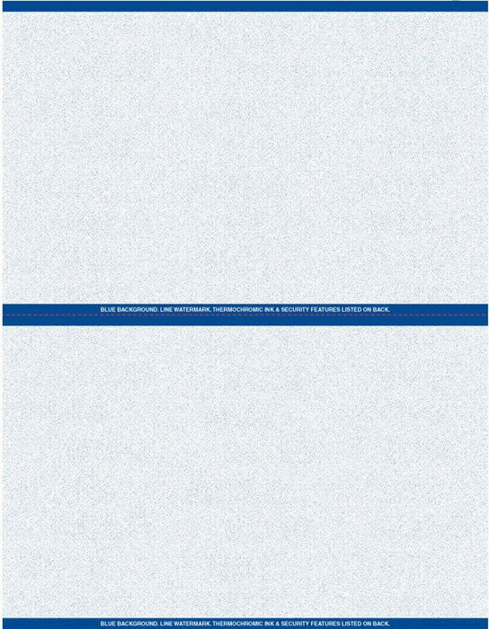 8 1/2" x 11" - 2 up Laser Rx Paper (500 sheets/pack) Horizontal Perf - Blue - POSpaper.com