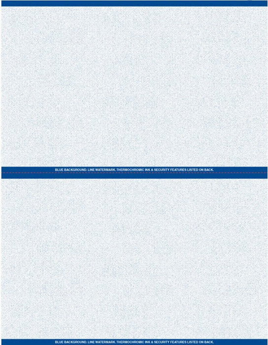 8 1/2" x 11" - 2 up Laser Rx Paper (500 sheets/pack) Horizontal Perf - Blue - POSpaper.com
