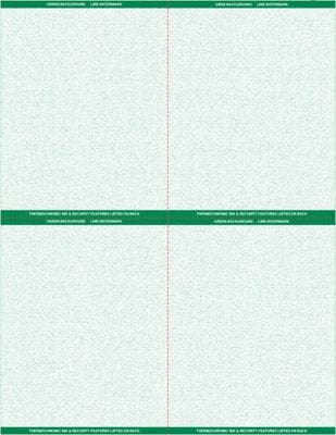 8 1/2" x 11" - 4 up Laser Rx Paper (500 sheets/pack) Horizontal & Vertical Perf - Green - POSpaper.com