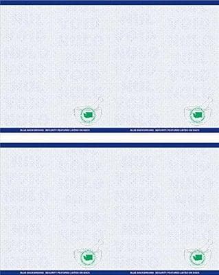 8 1/2" x 11" - 4 up Custom Printed Laser Rx Paper with WA specs (500 sheets/pack) Horizontal & Vertical Perf - Blue - POSpaper.com