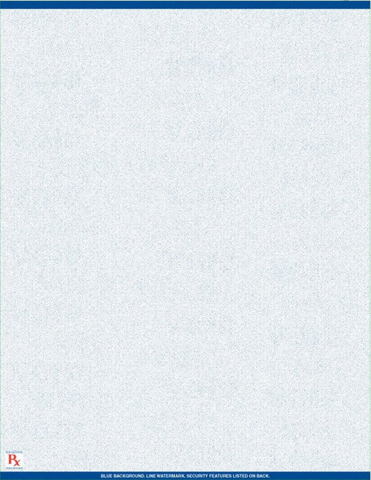 8 1/2" x 11" - 1 up Laser Rx Paper (500 sheets/pack) No Perforation - Blue - POSpaper.com