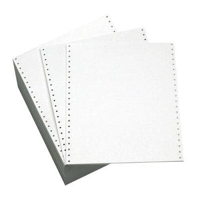 9 1/2" x 3 2/3" - 20# 1-Ply Continuous Computer Paper (8,000 sheets/carton) Regular Perf - Blank White - POSpaper.com