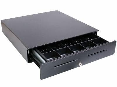 APG Vasario Cash Drawer (Painted Front with Dual Media Slots, 320 MultiPRO Interface; 19" x 15") - Color: Black - POSpaper.com