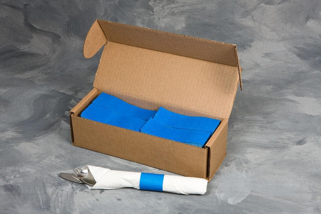 4 1/2" x 1 1/2" Paper Napkin Bands (2,000 bands/pack) - Blue - POSpaper.com