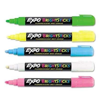 Sanford Bright Sticks Wet-Erase Fluorescent Marker Set Bullet Tip Assorted - POSpaper.com