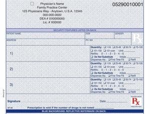 California compliant (multiple drug format) 5 1/2" x 4 1/4" Horizontal 2-part Rx Books (50 sets/book: 8 books minimum) - Blue - POSpaper.com