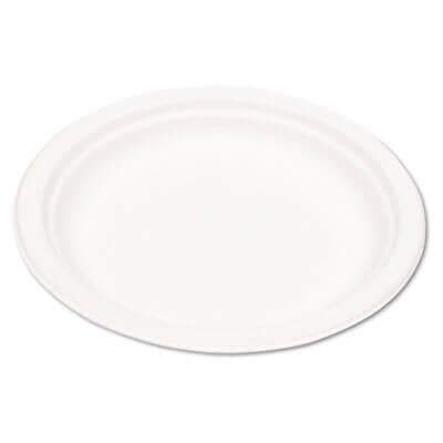 Ec-Products Compostable Sugarcane Dinnerware, 9" Plate, Natural White, 500/Carton - POSpaper.com