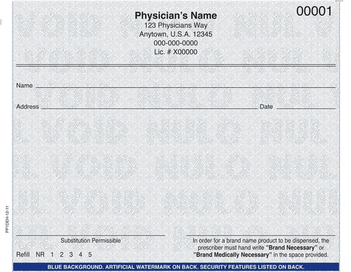 Delaware compliant 5 1/2" x 4 1/4" Horizontal 2-part Rx Books (50 sets/book: 9 books minimum) - Blue - POSpaper.com