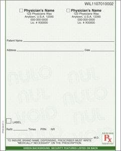 Florida compliant 4 1/4" x 5 1/2" Vertical 2-part Rx Books (50 sets/book: 9 books minimum) - Green - POSpaper.com