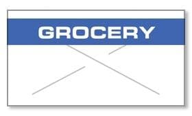 Garvey GX1812 Pricing Labels (1 Case = 20 sleeves @ 14,025 labels/sleeve = 280,500 labels) - White/Blue - "Grocery" - POSpaper.com