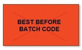 Garvey GX2516 Pricing Labels (1 Case = 20 sleeves @ 8,000 labels/sleeve = 160,000 labels) - Red/Black - "Best Before/Batch Code" - POSpaper.com