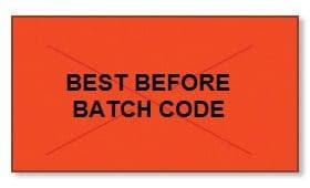 Garvey GX2516 Pricing Labels (1 Case = 20 sleeves @ 8,000 labels/sleeve = 160,000 labels) - Red/Black - "Best Before/Batch Code" - POSpaper.com