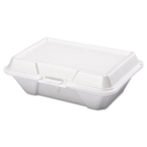 Foam Hinged Lid Containers, Single Tab Lock #205 Utility, 9.19 x 6.5 x 2.75, White, 150/Carton - POSpaper.com