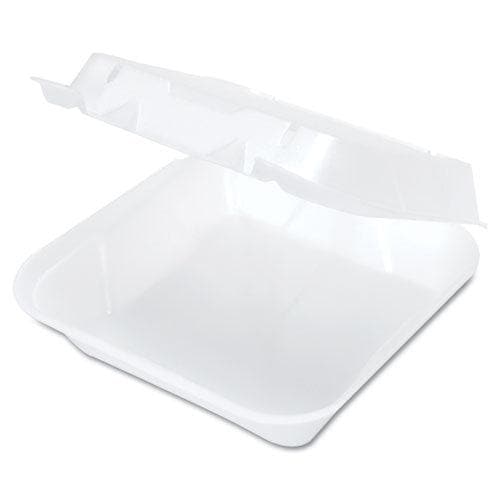 Foam Hinged Lid Containers, Dual Tab Lock, 9.13 x 9 x 3.25, White, 150/Carton - POSpaper.com