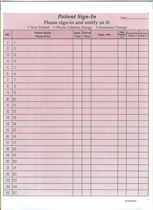 HIPAA Compliant Sign-In Sheet with Removable Labels (125 sheets/case) - Burgundy - POSpaper.com