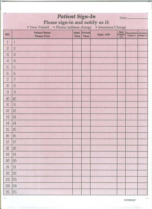 HIPAA Compliant Sign-In Sheet with Removable Labels (125 sheets/case) - Burgundy - POSpaper.com