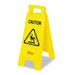 Multilingual "Caution" Floor Sign Plastic 11 x 1-1/2 x 26 Bright Yellow - Rubbermaid - POSpaper.com