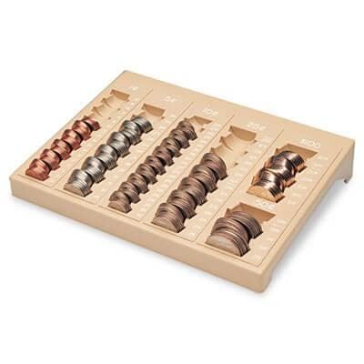 Steelmaster One-Piece Plastic Countex II Coin Tray w/6 Compartments, Sand - POSpaper.com