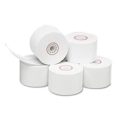 1 3/4" x 150' One-Ply Cash Register/POS Paper Rolls; 10 rolls/carton - White - POSpaper.com