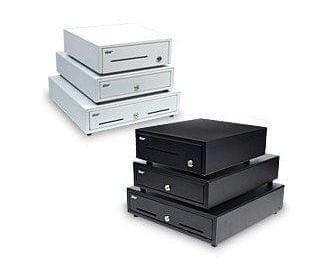 Star Micronics Cash Drawer, 13" W x 13" D, Printer Driven, 4 Bills / 5 Coins, 2 Media Slots, Cable Included - Black - POSpaper.com