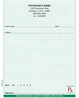 Wyoming compliant 4 1/4" x 5 1/2" Vertical 1-part Rx Pads (100 sheets/pad: 8 pads minimum) - Green - POSpaper.com