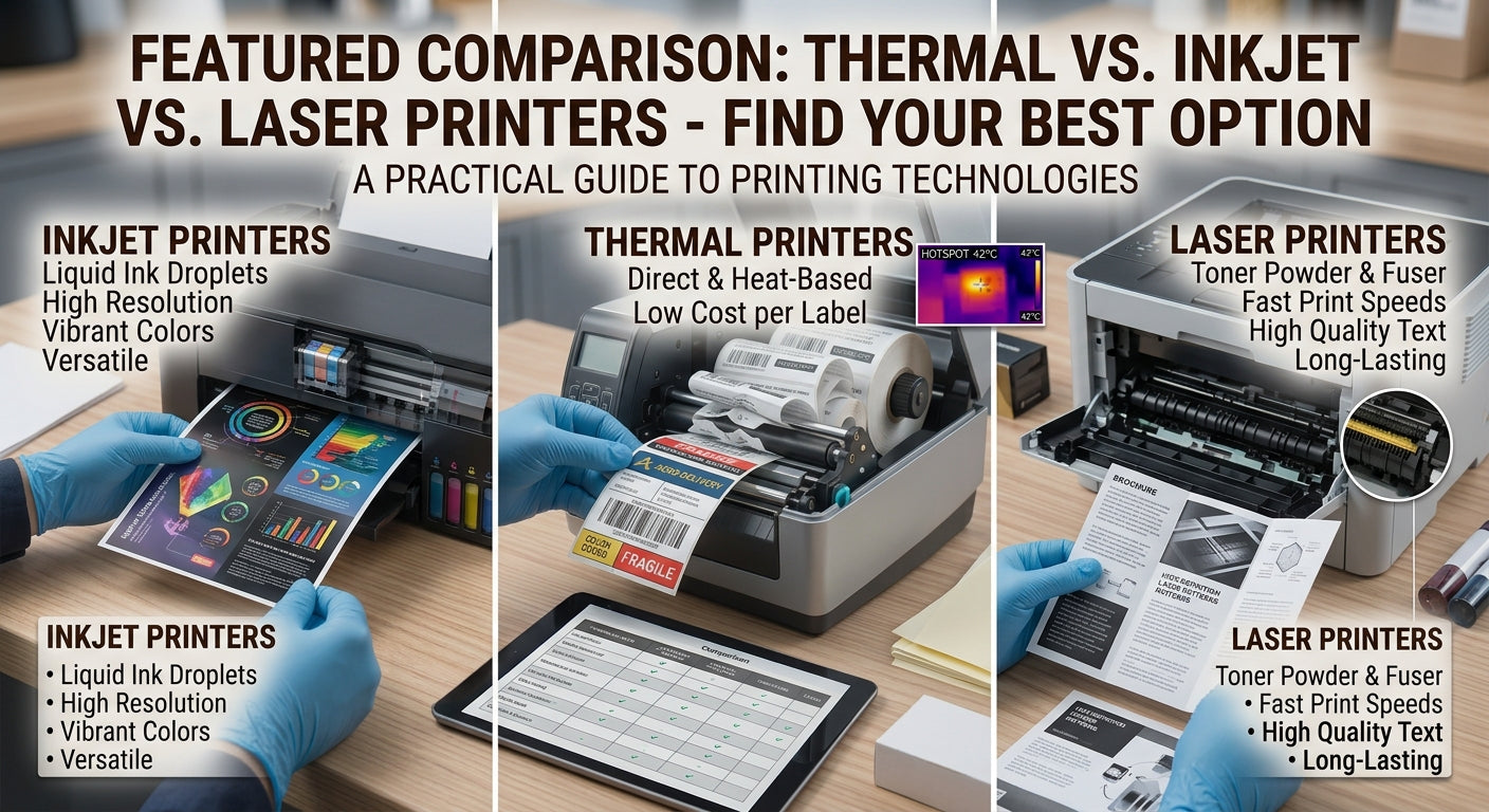Thermal vs. Inkjet vs. Laser Printers