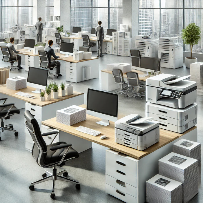 Computer and Sheeted Paper: The Necessities of Modern Office Efficiency