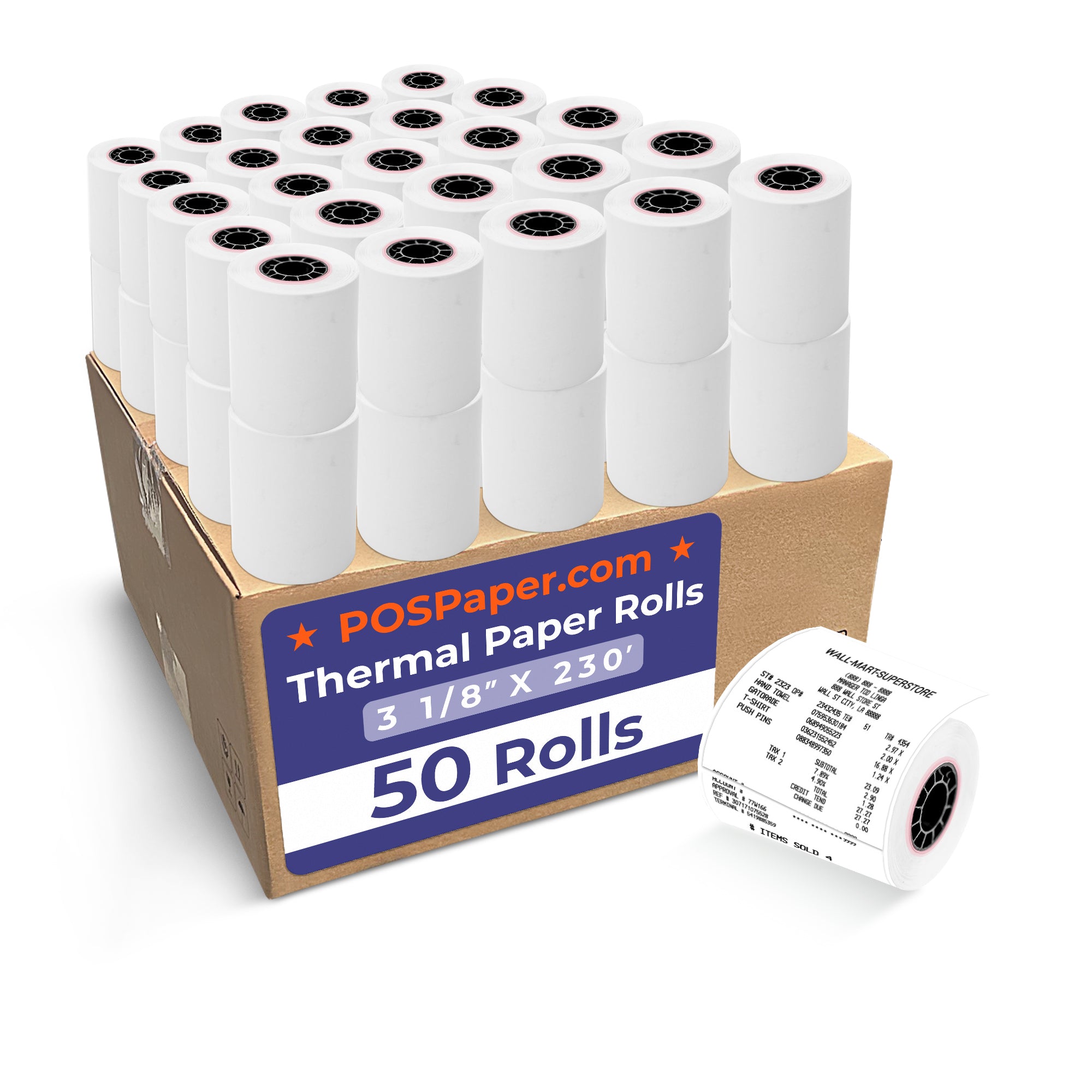 Thermal Paper Roll - 2-1/4" X 85', 3 Pack, White (For Receipt Printers, Credit Card Machines)