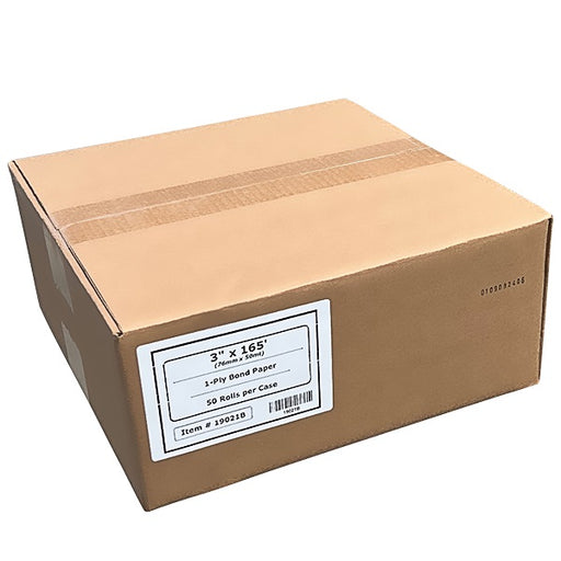 3" x 165' 1-Ply Bond Paper (50 rolls/case) - POSPaper.com