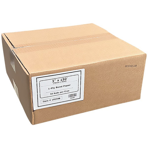 3" x 150' 1-Ply Bond Paper (50 rolls/case) - POSPaper.com