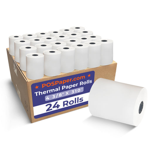 4 3/8" x 310' Thermal Paper (24 rolls/case) - POSPaper.com