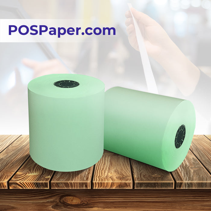 3 1/8" x 230' Green Thermal Paper (50 rolls/case) - BPA Free - POSPaper.com