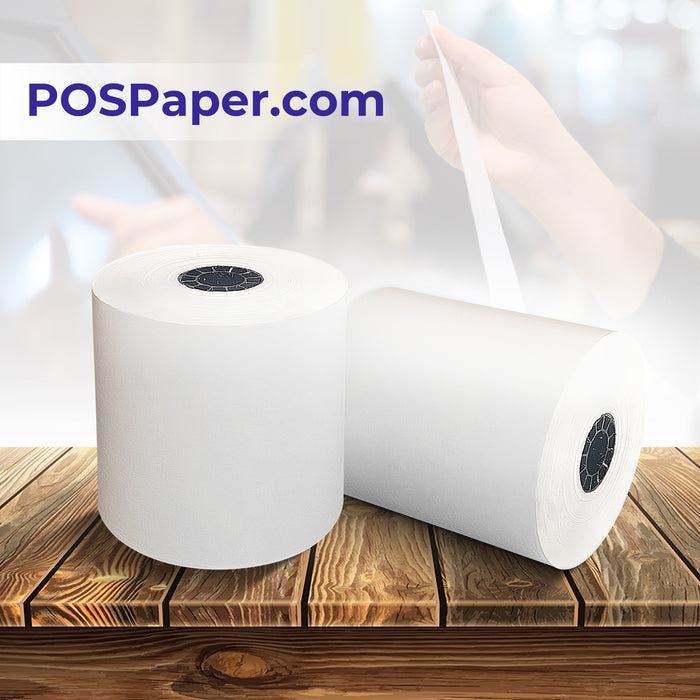 3 1/8" x 230' Custom Printed Thermal Paper; 50 rolls/case (5 case minimum) - 4 Color - POSPaper.com