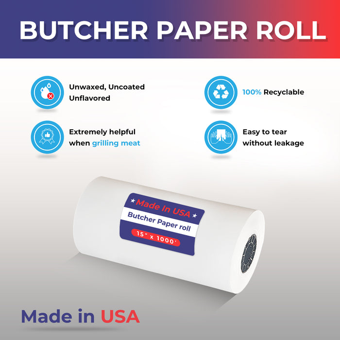 15" x 1,000' - 40# Butcher Paper Roll - POSPaper.com