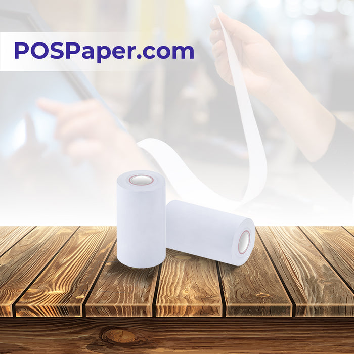2 1/4" x 50' Custom Printed Thermal Paper; 50 rolls/case (10 case minimum) - 1 Color - POSPaper.com